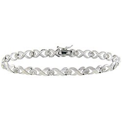 Sterling Silver 'X' and 'O' Diamond Accent Bracelet