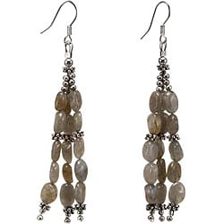 Silver Labradorite 3-strand Dangle Earrings (Thailand)