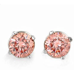 14k White Gold 1ct TDW Pink Diamond Stud Earrings (SI2)