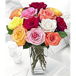 Bouquet of Rainbow Roses (One Dozen)