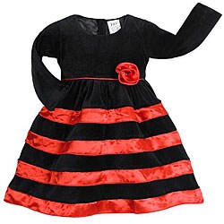 JoJo Designs Girl's Black Velvet and Red Satin Holiday Dress