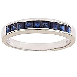 14K White Gold Channel-set Blue Sapphire Ring