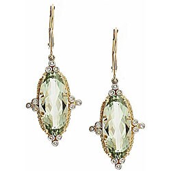 Dyach 14K Yellow Gold Green Amethyst and Diamond Accent Earrings