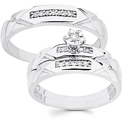 10k White Gold 1/6ct TDW His and Her Wedding Ring Set (H-I, I1)