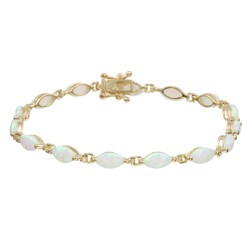 10k Yellow Gold Created Opal Bracelet