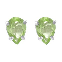 Sterling Silver Pear-cut Created Peridot Stud Earrings