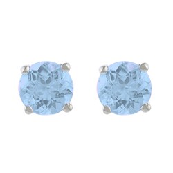 Sterling Silver Created Blue Topaz Round Stud Earrings