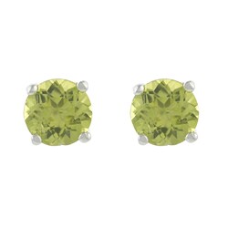 Sterling Silver Peridot Round Stud Earrings