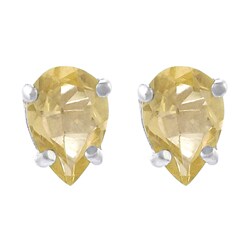 Sterling Silver Pear-cut Citrine Stud Earrings