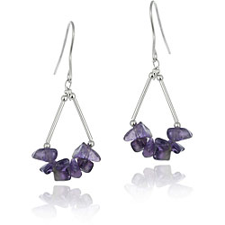Stonique Creations Sterling Silver Amethyst Chip Earrings