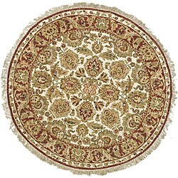 Oushak Hand-knotted Treasures Ivory/ Rust Wool Rug (4' Round)
