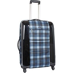 J World Blue Plaid 'Laurel' 20-inch Expandable Carry-on Spinner Upright