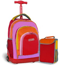 J World 'Lollipop' 16-inch Kid's Rolling Backpack and Lunch Bag