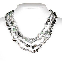 Freshwater Pearl with White Crystal Necklace (3-7 mm)