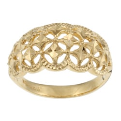 Caribe Gold  14k over Sterling  Silver Diamond-cut Dome Ring