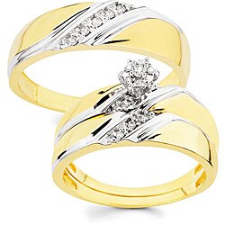 10k Gold 1/10ct TDW His and Her Wedding Ring Set (H-I, I1)
