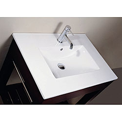 Vitreous China 25-inch Square Bowl Bathroom Sink 