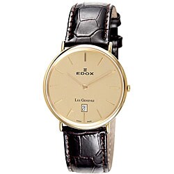 Edox Swiss Men's Les Genevez Ultra Slim Goldtone Case Watch