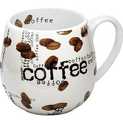Konitz 'Coffee Collage Snuggle' 14-oz White Mugs (Set of 2)