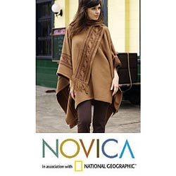 'Heritage' Alpaca Wool Reversible Poncho (Peru)