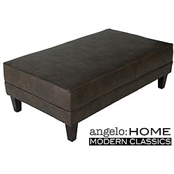 angelo:HOME Cocktail Ottoman Coffee Brown Renu Leather.