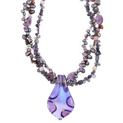 Sterling Silver Freshwater Pearl and Gemstone Necklace (4-9 mm)