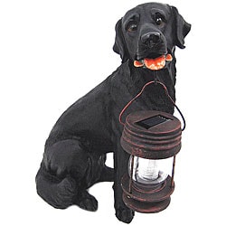 LED Solar Light Black Labrador Dog Lantern