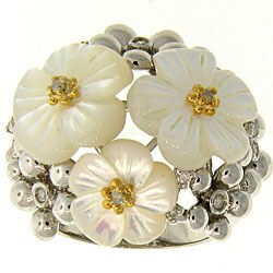 Meredith Leigh Silver Mother of Pearl and 1/10ct TDW Diamond Ring