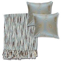 Blue/ Yellow Throw Blanket and Decorative Pillows
