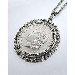 American Coin Treasures Morgan Silver Dollar Silvertone Necklace