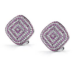 18k Gold 7/8ct TDW Diamond/ Pink Sapphire Earrings (H, SI)