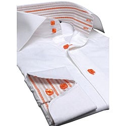 White Shirt Dress on Brio Uomo By Domani Men S White  Orange Dress Shirt   Overstock Com