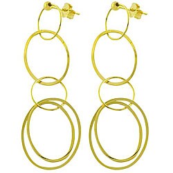 14k Yellow Gold Dangling Oval Earrings