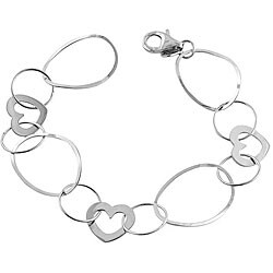 14k White Gold Heart Bracelet