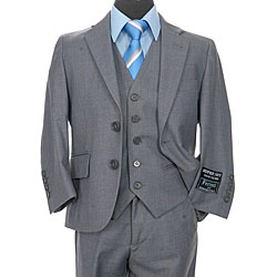 Ferrecci Boys' Solid Grey Two-button Three-piece Suit