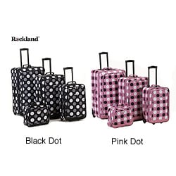Rockland Deluxe Polka Dot 4-piece Expandable Luggage Set