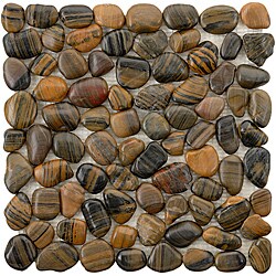 SomerTile 12x12-in Riverbed Tiger Eye Natural Stone Mosaic Tile (Pack of 11)