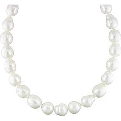14k Gold White South Sea Pearl/ Diamond Necklace (14-17 mm)