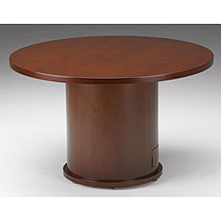 Mayline Mira Wood Veneer Round Conference Table with Drum Base