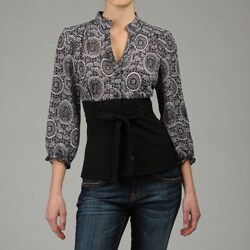 Signature By Larry Levine Women's Crepe Paisley Blouse