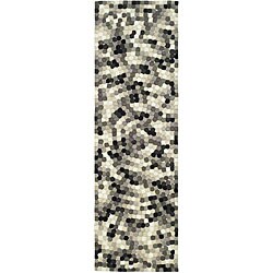 Handmade Soho Mosaic Black New Zealand Wool Runner (2'6 x 8')