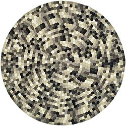 Handmade Soho Mosaic Black New Zealand Wool Rug (6' Round)