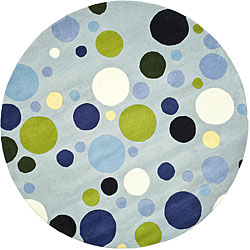 Handmade Bubblegum Light Blue/ Multi N. Z. Wool Rug (6' Round)