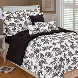 Bedspreads Black  White Homekitchen on Vintage Toile Black  White Microluxe Full Queen Bedding Set