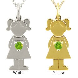 10k Gold Designer 'Little Girl' Genuine Peridot Necklace