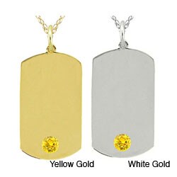 10k Gold November Birthstone Citrine Dog Tag Necklace