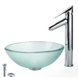 Kraus Frosted Glass Sink and Decus Bathroom Faucet