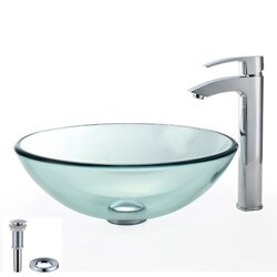 Kraus Clear Glass Vessel Sink/ Visio Bathroom Faucet