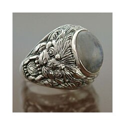 Sterling Silver 'Lion's Charisma' Men's Moonstone Ring (Indonesia)