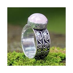 Silver 'Dawn Sky' Rose Quartz Solitaire Ring (Indonesia)